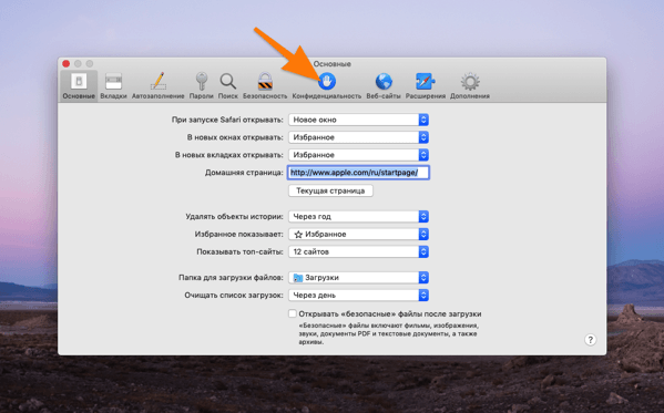 Включаем cookies в браузере Safari