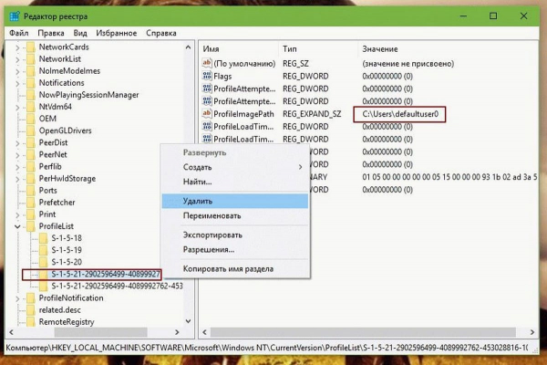 Как удалить пользователя DefaultUser0 в Windows 10