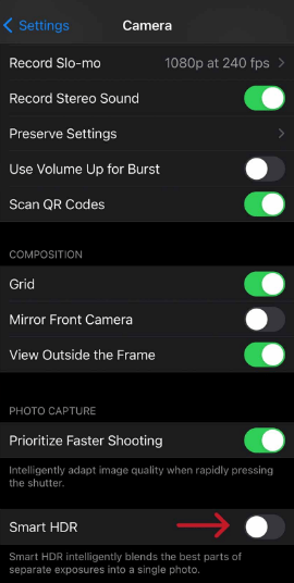 Как отключить или включить HDR на Айфоне